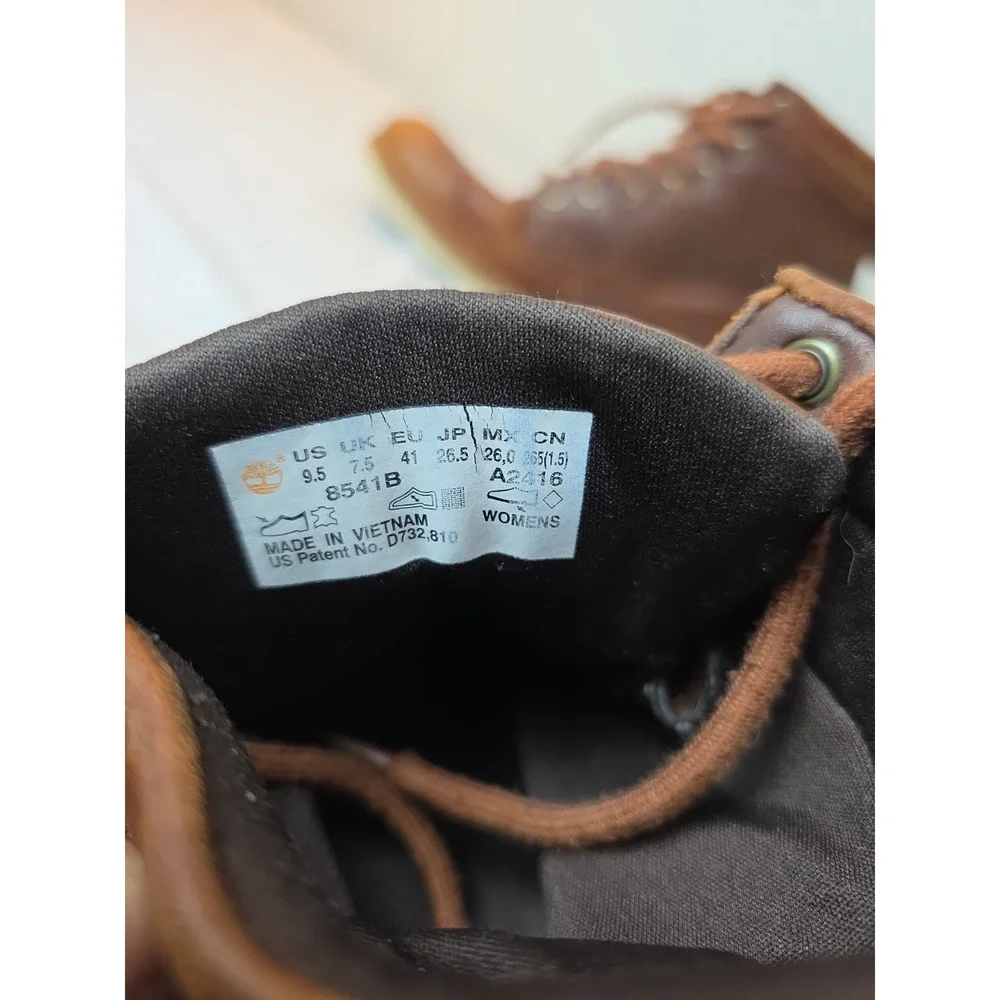 TIMBERLAND Bramhall Boots Womens 9.5 Brown Leather Lace Up Waterproof Ankle